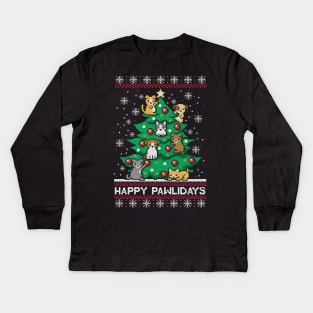 Happy pawlidays ugly christmas sweater Kids Long Sleeve T-Shirt